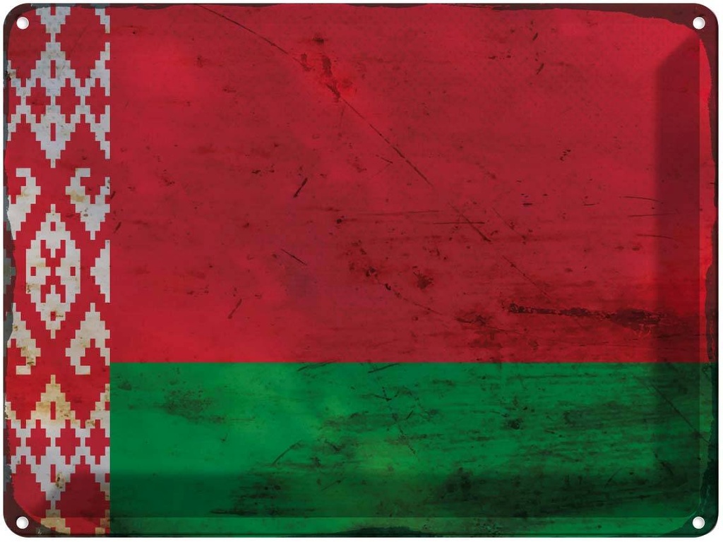 Blechschild 30x40 cm Weißrussland Belarus Flagge Fahne Wappen
