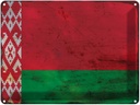 Blechschild 30x40 cm Weißrussland Belarus Flagge Fahne Wappen