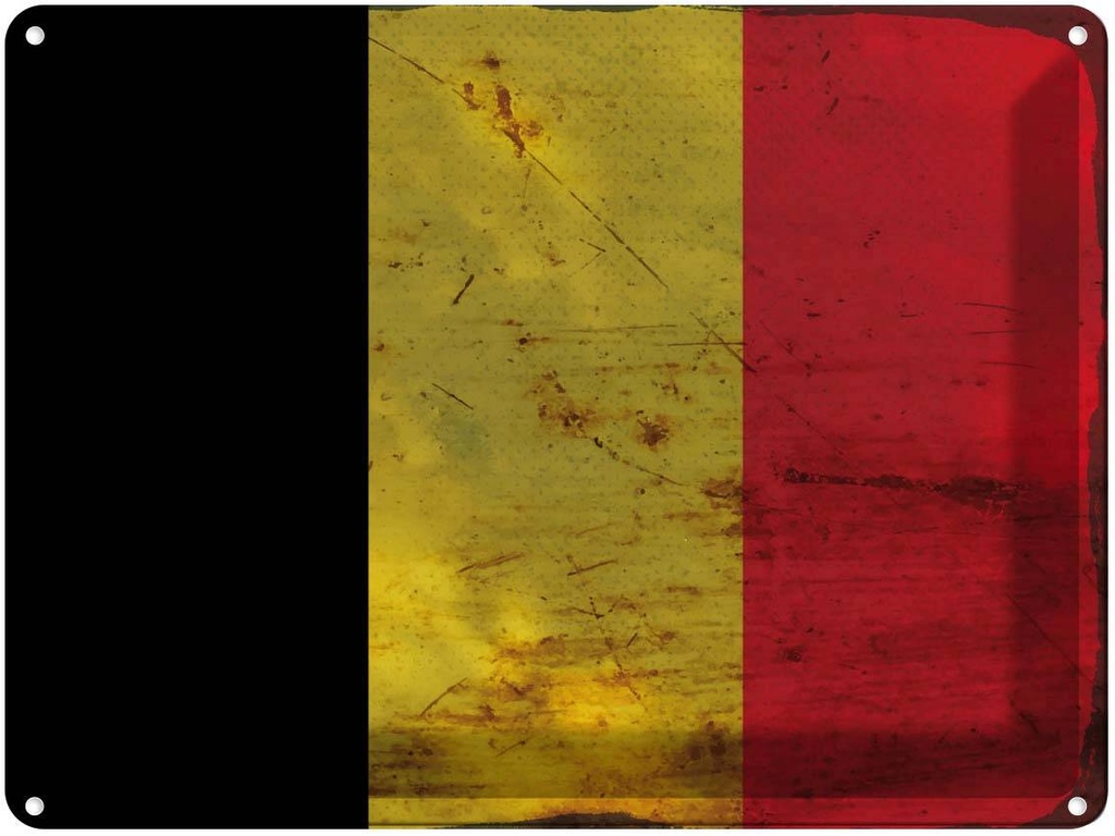 Blechschild 30x40 cm Belgien Belgium Flagge Fahne Wappen