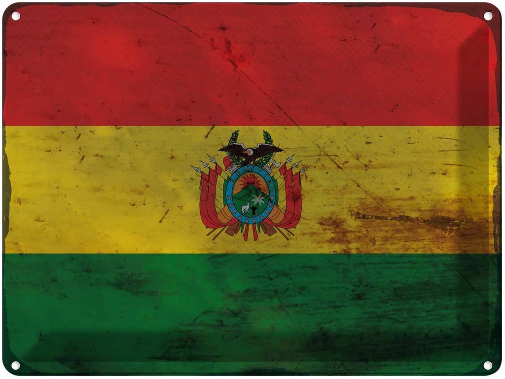 Blechschild 30x40 cm Bolivien Bolivia Flagge Fahne Wappen
