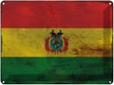 Blechschild 30x40 cm Bolivien Bolivia Flagge Fahne Wappen