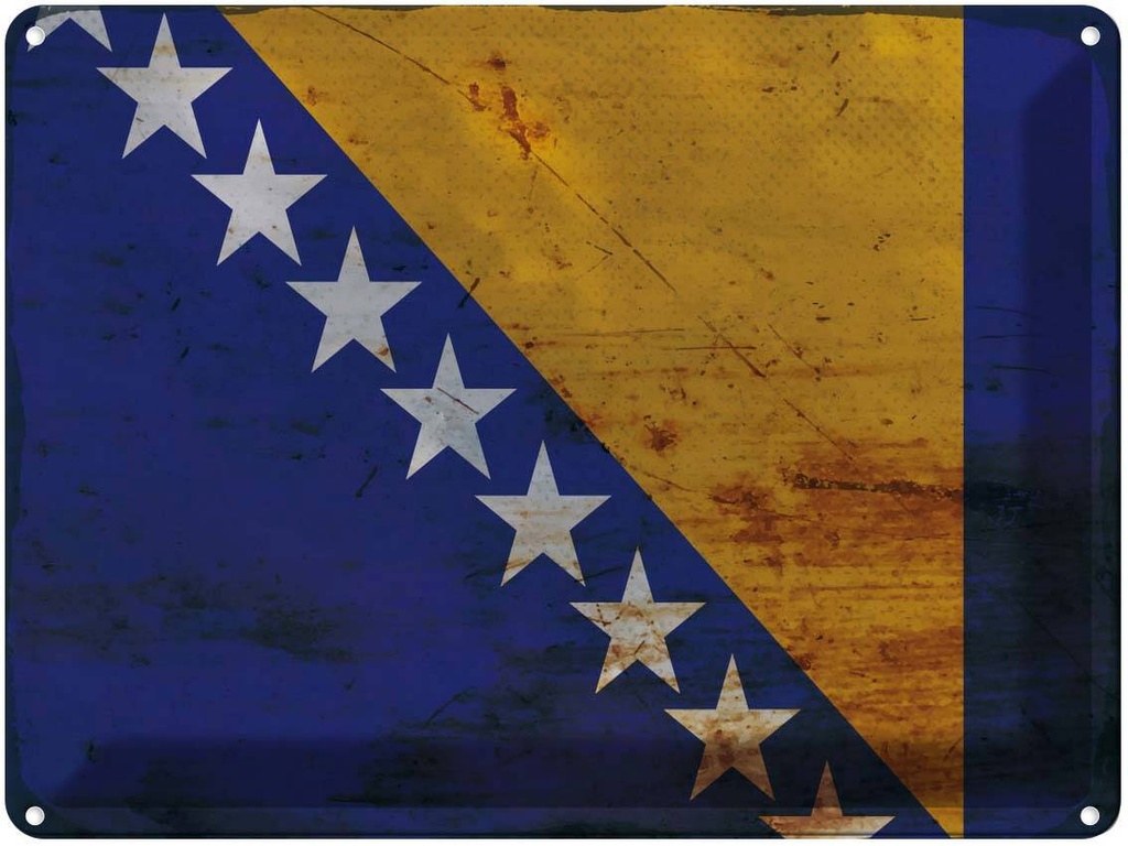 Blechschild 30x40 cm Bosnien und Herzegowina Flagge Fahne Wappen