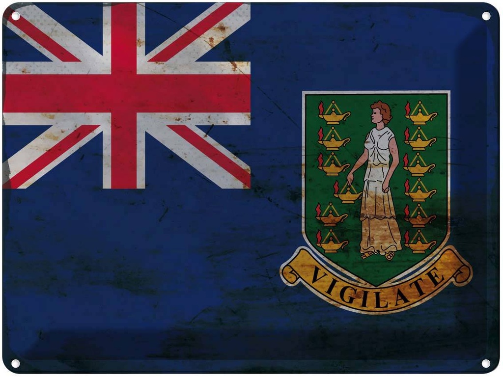 Blechschild 30x40 cm Britischen Jungferninseln Flagge Fahne Wappen