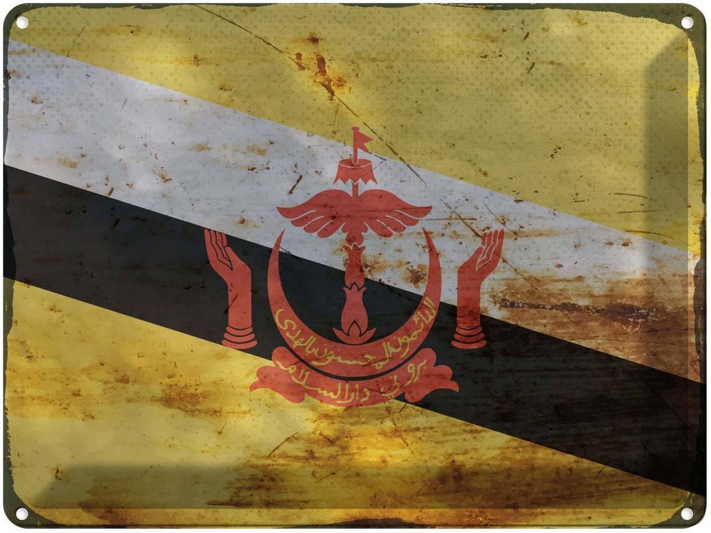 Blechschild 30x40 cm Brunei Flagge Fahne Wappen