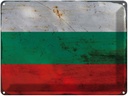 Blechschild 30x40 cm Bulgarien Bulgaria Flagge Fahne Wappen
