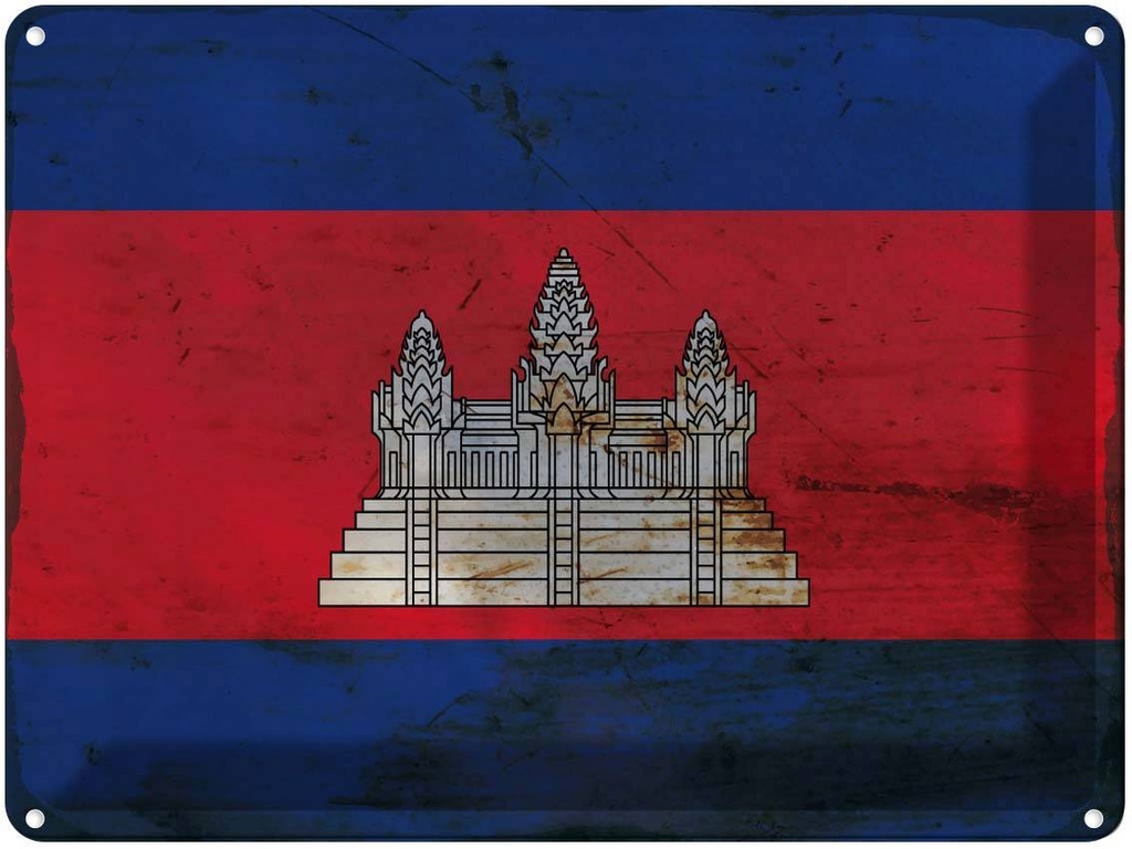 Blechschild 30x40 cm Kambodscha Cambodia Flagge Fahne Wappen