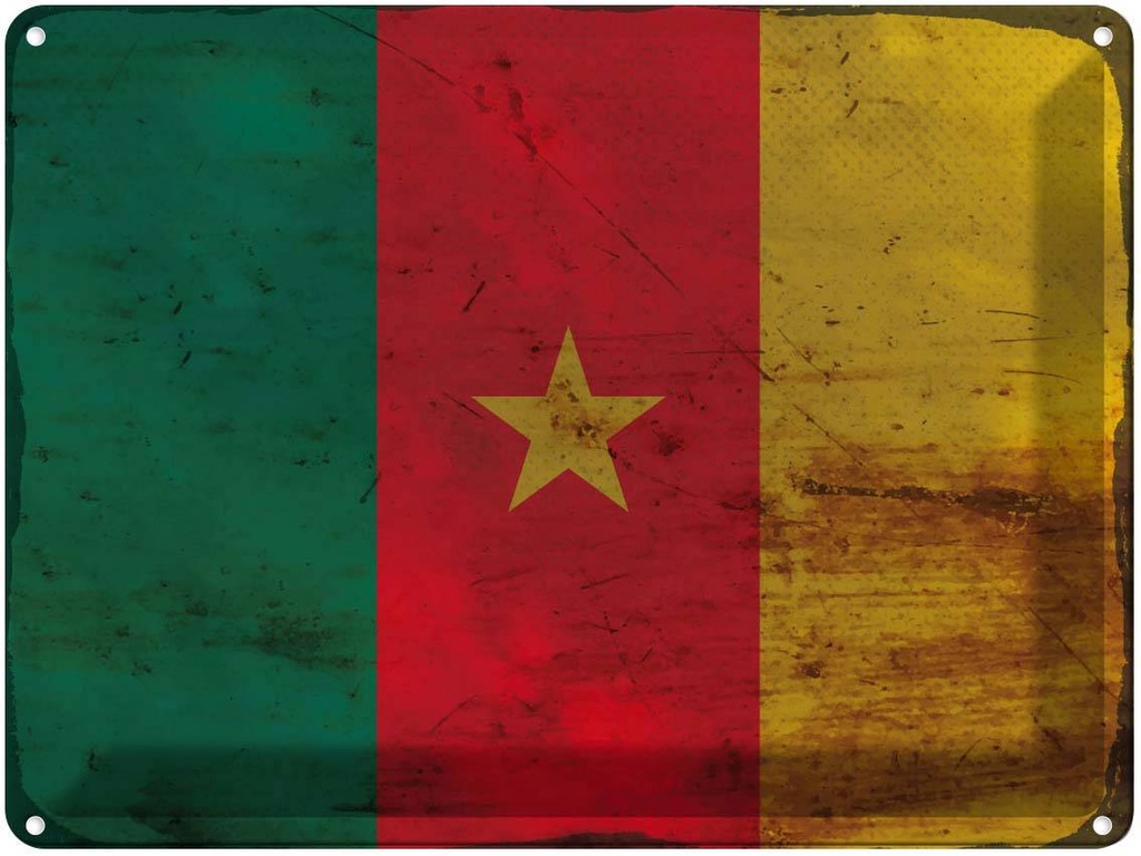 Blechschild 30x40 cm Kamerun Cameroon Flagge Fahne Wappen