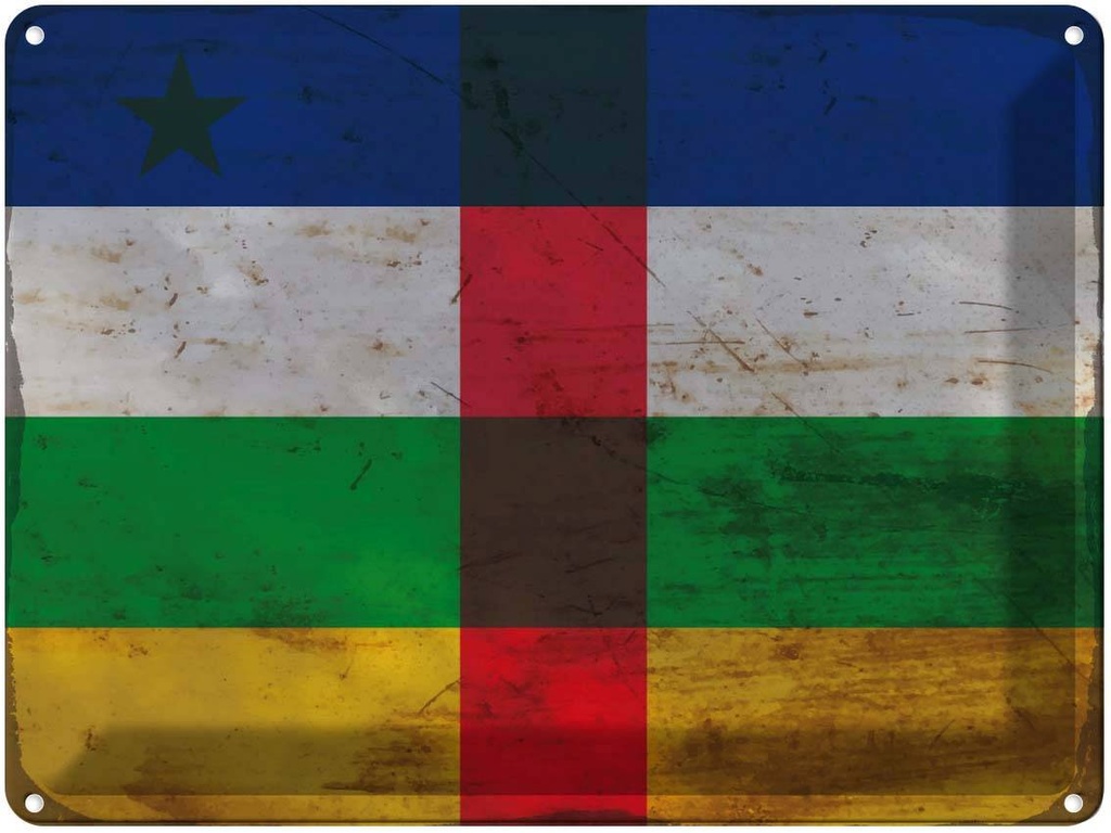 Blechschild 30x40 cm Zentralafrikanische Republik RO Flagge Fahne Wappen
