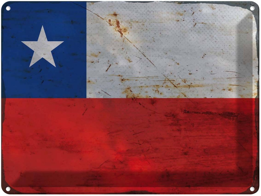 Blechschild 30x40 cm Chile Flagge Fahne Wappen