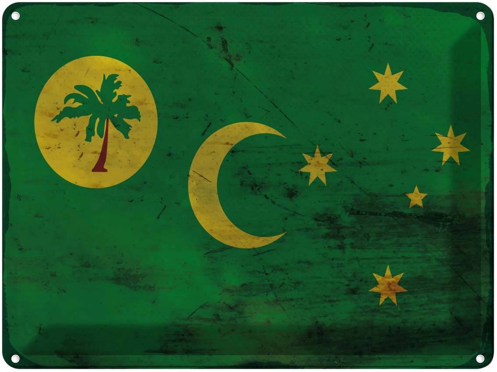 Blechschild 30x40 cm Kokosinseln Cocos Islands Flagge Fahne Wappen