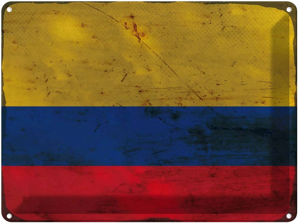 Blechschild 30x40 cm Kolumbien Colombia Flagge Fahne Wappen