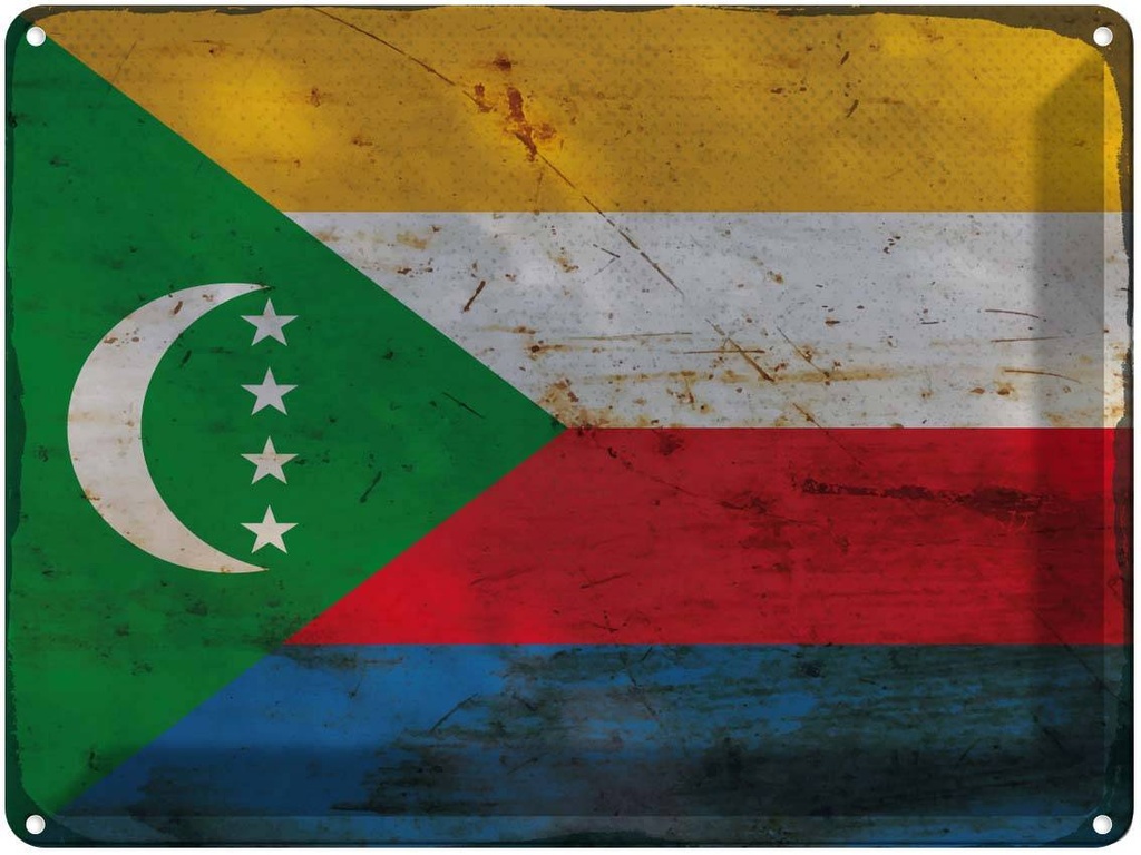 Blechschild 30x40 cm der Komoren Comoros Flagge Fahne Wappen