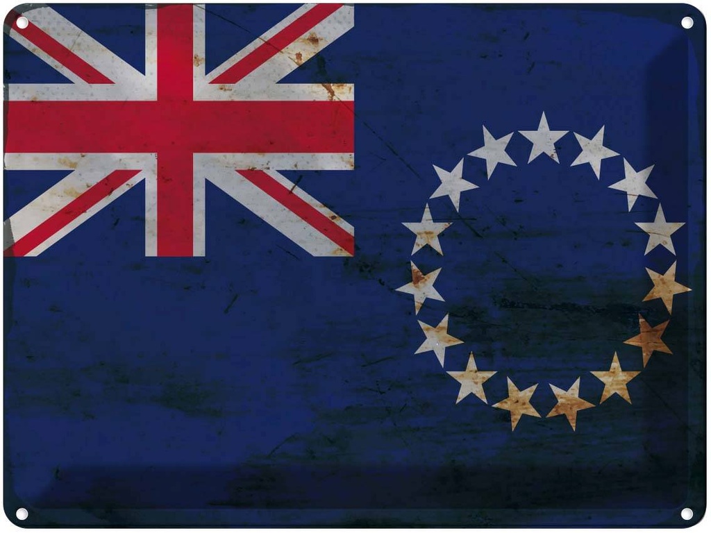 Blechschild 30x40 cm Cookinseln Cook Islands Flagge Fahne Wappen