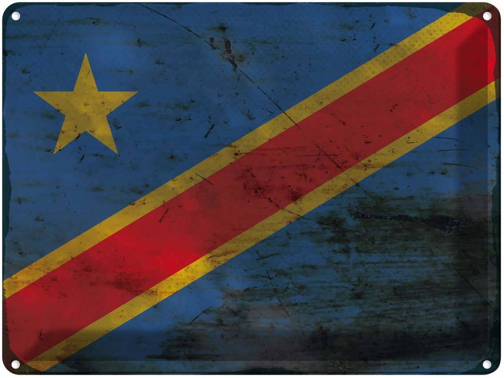 Blechschild 30x40 cm DR Kongo democratic Congo Flagge Fahne Wappen