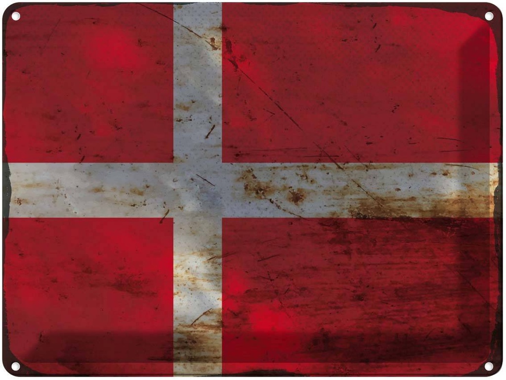 Blechschild 30x40 cm Dänemark Denmark Flagge Fahne Wappen