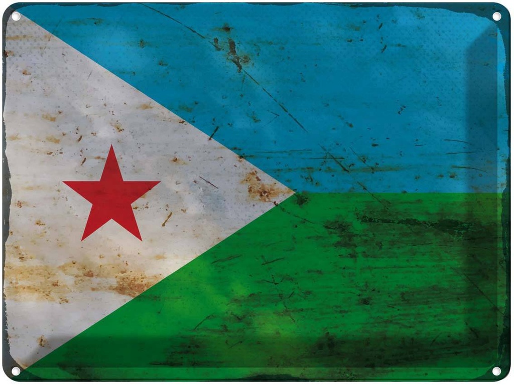 Blechschild 30x40 cm Dschibuti Djibouti Flagge Fahne Wappen