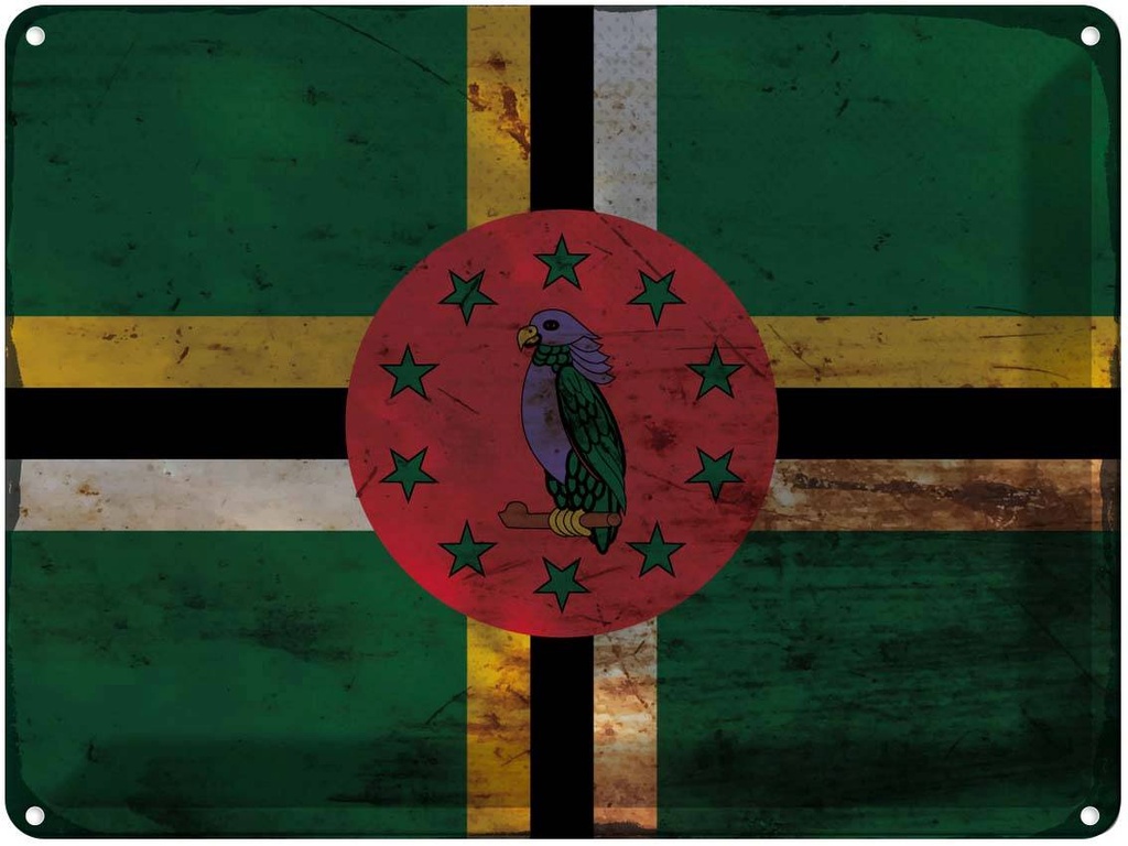 Blechschild 30x40 cm Dominica Flagge Fahne Wappen
