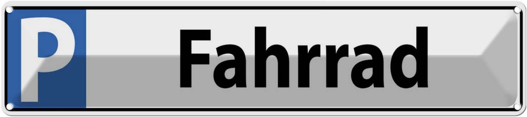 Blechschild 10x46 cm Fahrrad Parkplatzschild