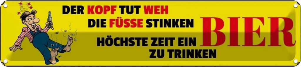 Blechschild 10x46 cm höchste Zeit ein Bier zu trinken Essen