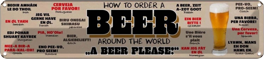 Blechschild 10x46 cm How to Order a beer Bier Essen Trinken