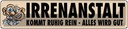Blechschild 10x46 cm Irrenanstalt kommt ruhig rein Dekoration Spruch Zitat