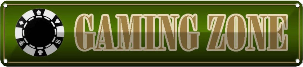 Blechschild 10x46 cm Gaming Zone Dekoration
