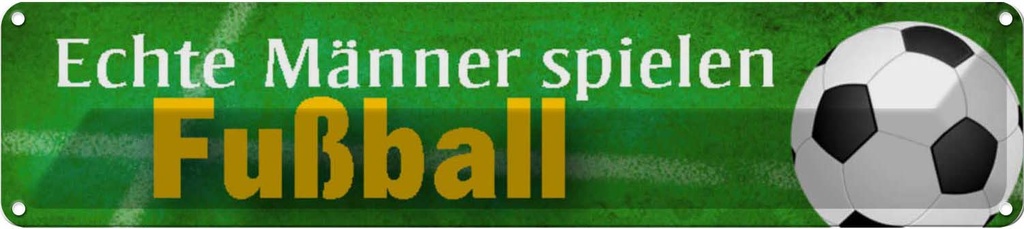 Blechschild 10x46 cm echte Männer spielen Fußball Frauen Spruch Zitat