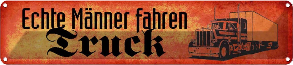 Blechschild 10x46 cm echte Männer fahren Truck Frauen Spruch Zitat