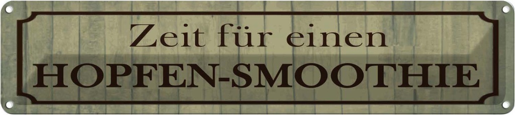Blechschild 10x46 cm Zeit für einen Hopfen-Smoothie Spruch Zitat