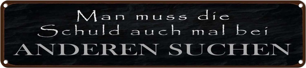 Blechschild 10x46 cm Schuld auch bei anderen suchen Spruch Zitat