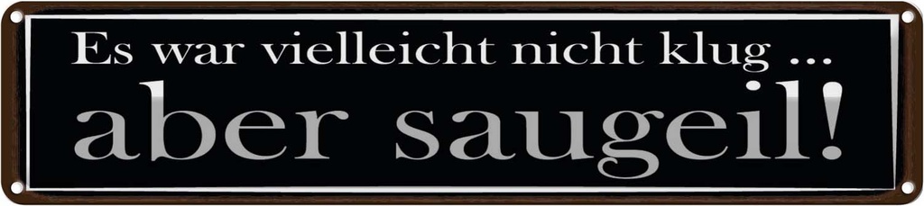 Blechschild 10x46 cm es war vielleicht nicht klug Dekoration Spruch Zitat