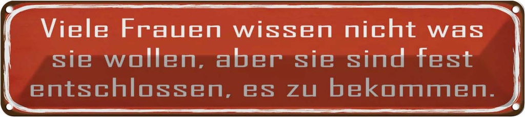 Blechschild 10x46 cm Frauen wissen nicht was wollen Männer Spruch Zitat