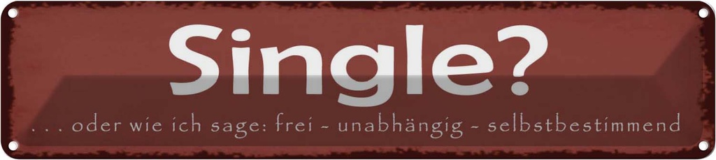 Blechschild 10x46 cm Single oder frei unabhängig Dekoration Spruch Zitat