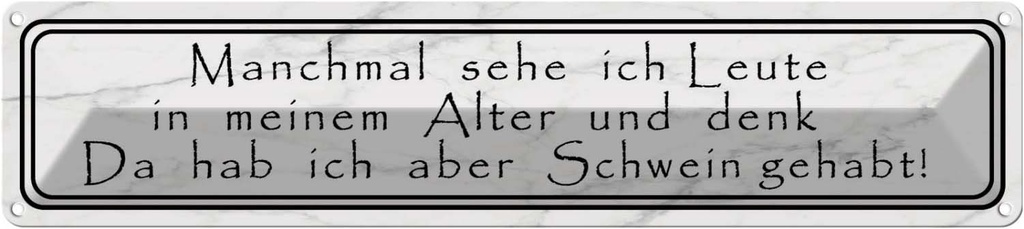 Blechschild 10x46 cm sehe ich Leute in meinem Alter Spruch Zitat