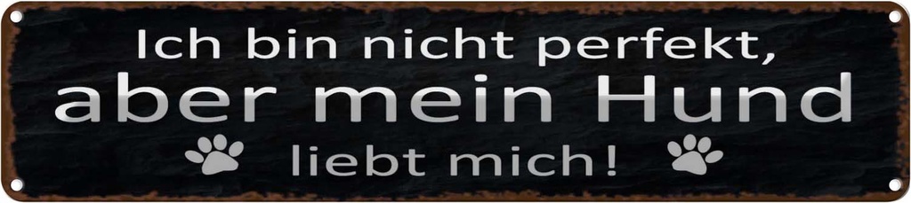 Blechschild 10x46 cm aber mein Hund liebt mich Spruch Zitat
