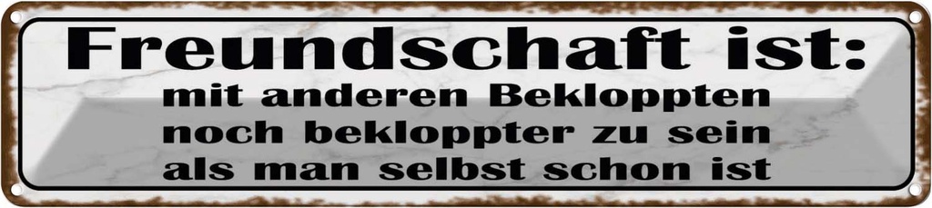 Blechschild 10x46 cm Freundschaft ist noch bekloppter Spruch Zitat