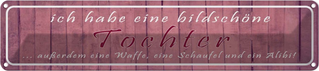 Blechschild 10x46 cm ich habe eine bildschöne Tochter Spruch Zitat
