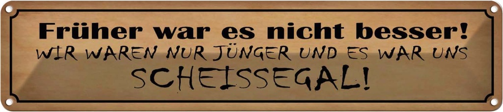 Blechschild 10x46 cm früher nicht besser Scheissegal Spruch Zitat