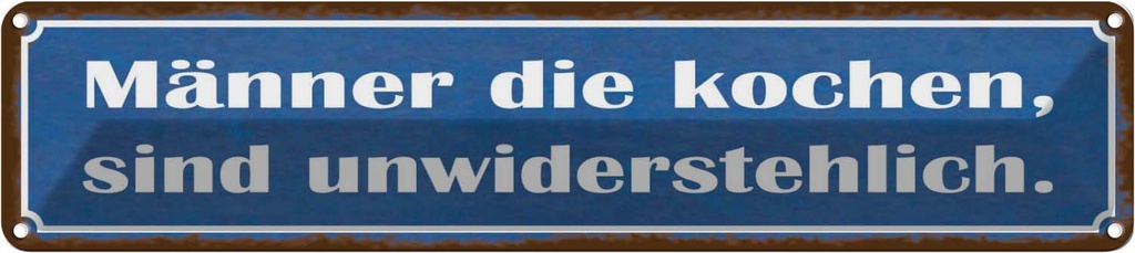 Blechschild 10x46 cm Männer kochen unwiderstehlich Frauen Spruch Zitat