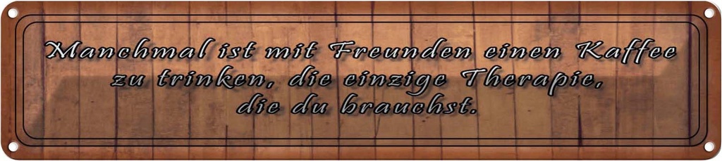 Blechschild 10x46 cm mit Freunden Kaffee trinken Spruch Zitat