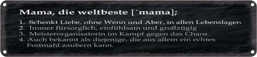Blechschild 10x46 cm Mama die weltbeste schenkt Liebe Spruch Zitat