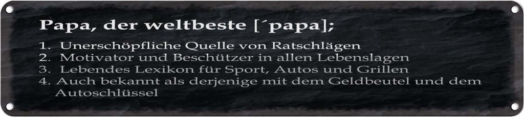 Blechschild 10x46 cm Papa der weltbeste Beschützer Spruch Zitat