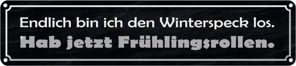 Blechschild 10x46 cm endlich bin den Winterspeck los Spruch Zitat