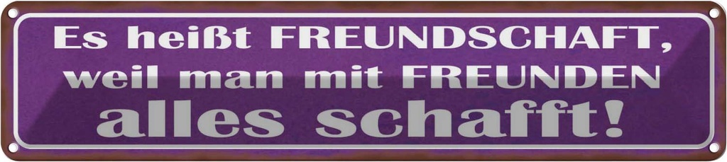 Blechschild 10x46 cm es heißt Freundschaft weil man Spruch Zitat