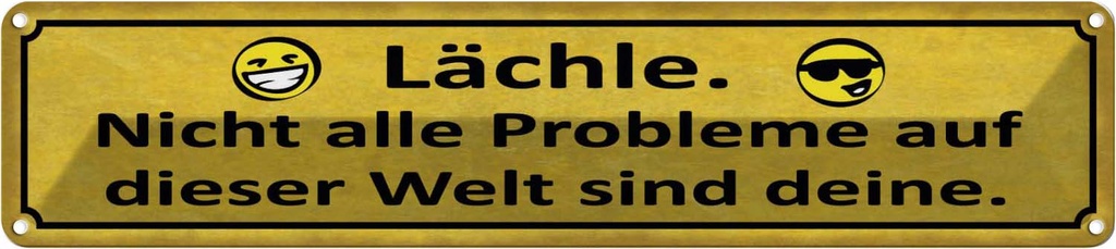 Blechschild 10x46 cm Lächle nicht alle Problem deine Spruch Zitat