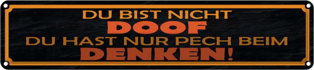 Blechschild 10x46 cm du bist nicht doof nur Pech Spruch Zitat
