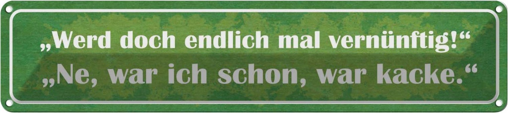 Blechschild 10x46 cm werd doch vernünftig ne kacke Spruch Zitat