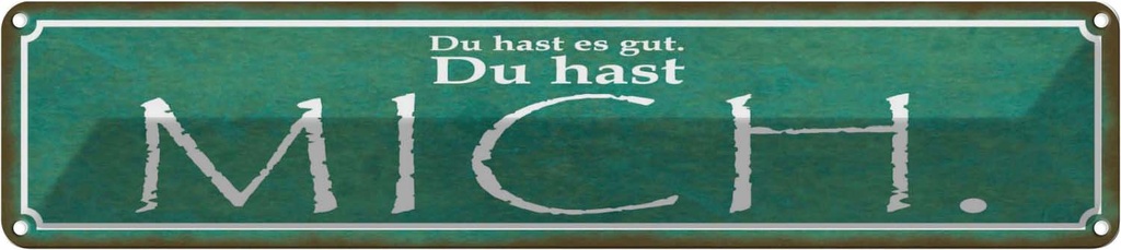 Blechschild 10x46 cm du hast es gut mich Dekoration Spruch Zitat