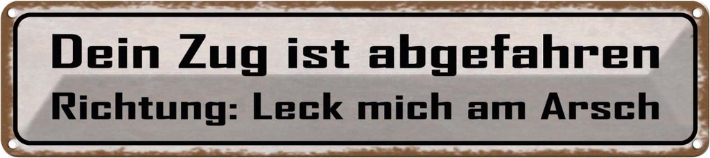 Blechschild 10x46 cm dein Zug ist abgefahren Richtung Spruch Zitat