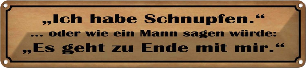 Blechschild 10x46 cm habe Schnupfen es geht zu Ende Spruch Zitat